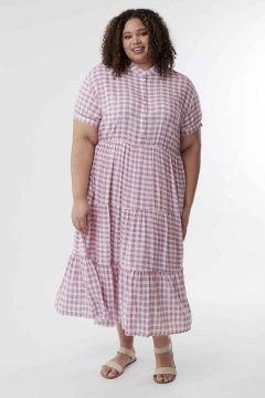 womens red and white short puff sleeve dress